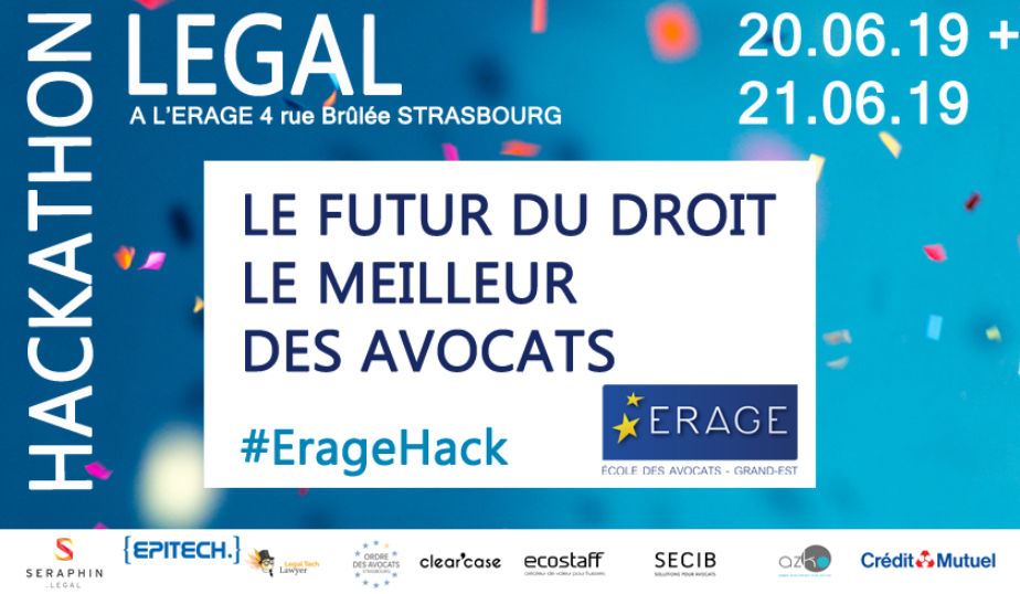 Nous sommes fiers de sponsoriser la finale du Legal Hackathon 2019 organisée par l'ERAGE et Seraphin.Legal !